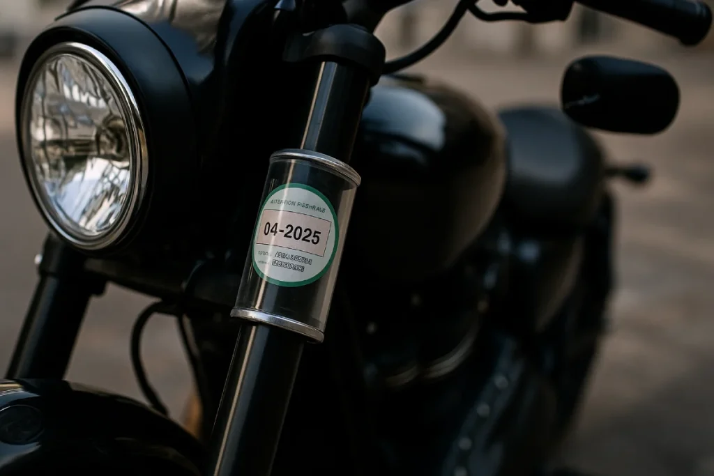 emplacement d'une Vignette d'assurance moto